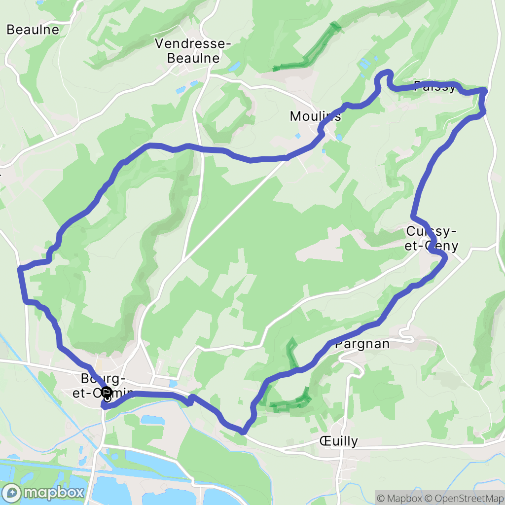 Bourg-et-Comin : carte du parcours de randonnée - France