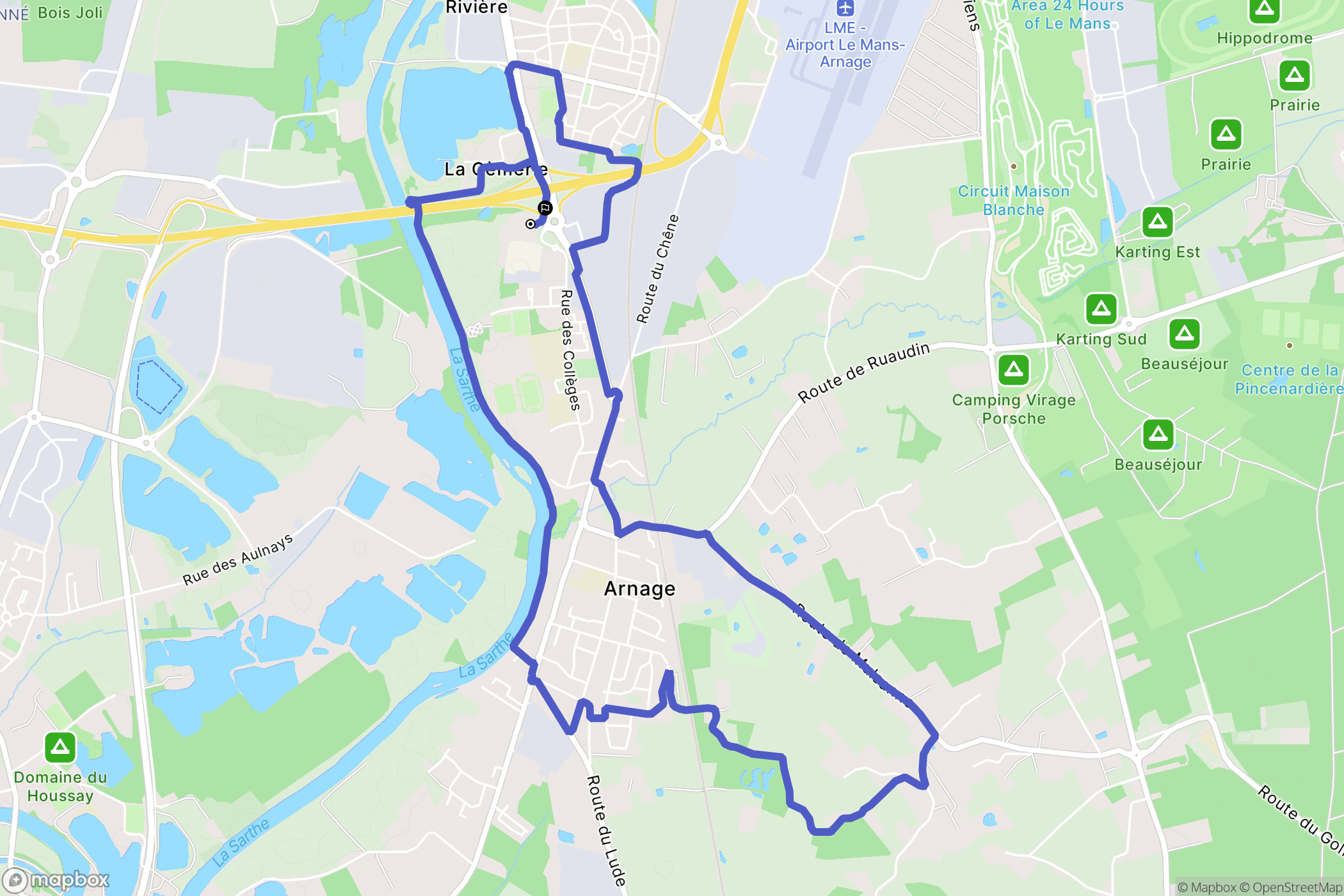 Arnage : carte du parcours de randonnée - France