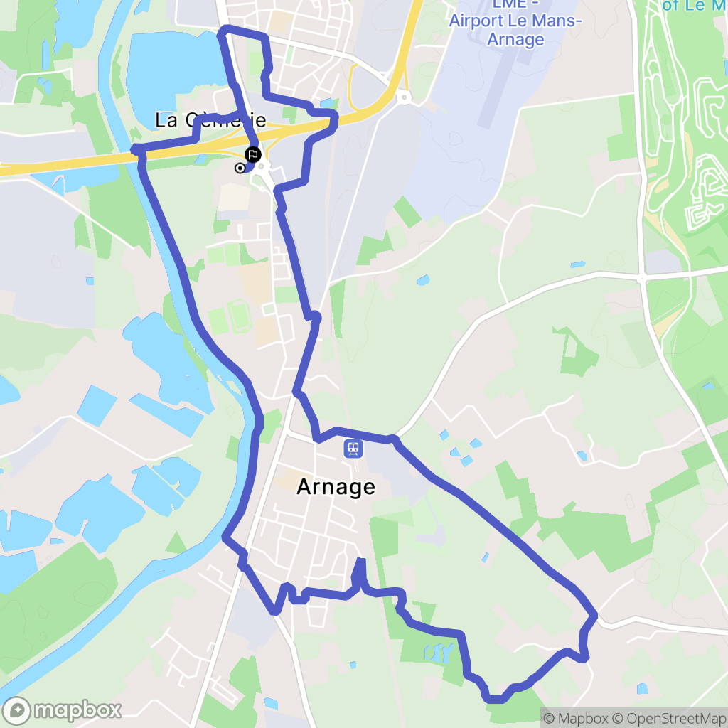 Arnage : carte du parcours de randonnée - France