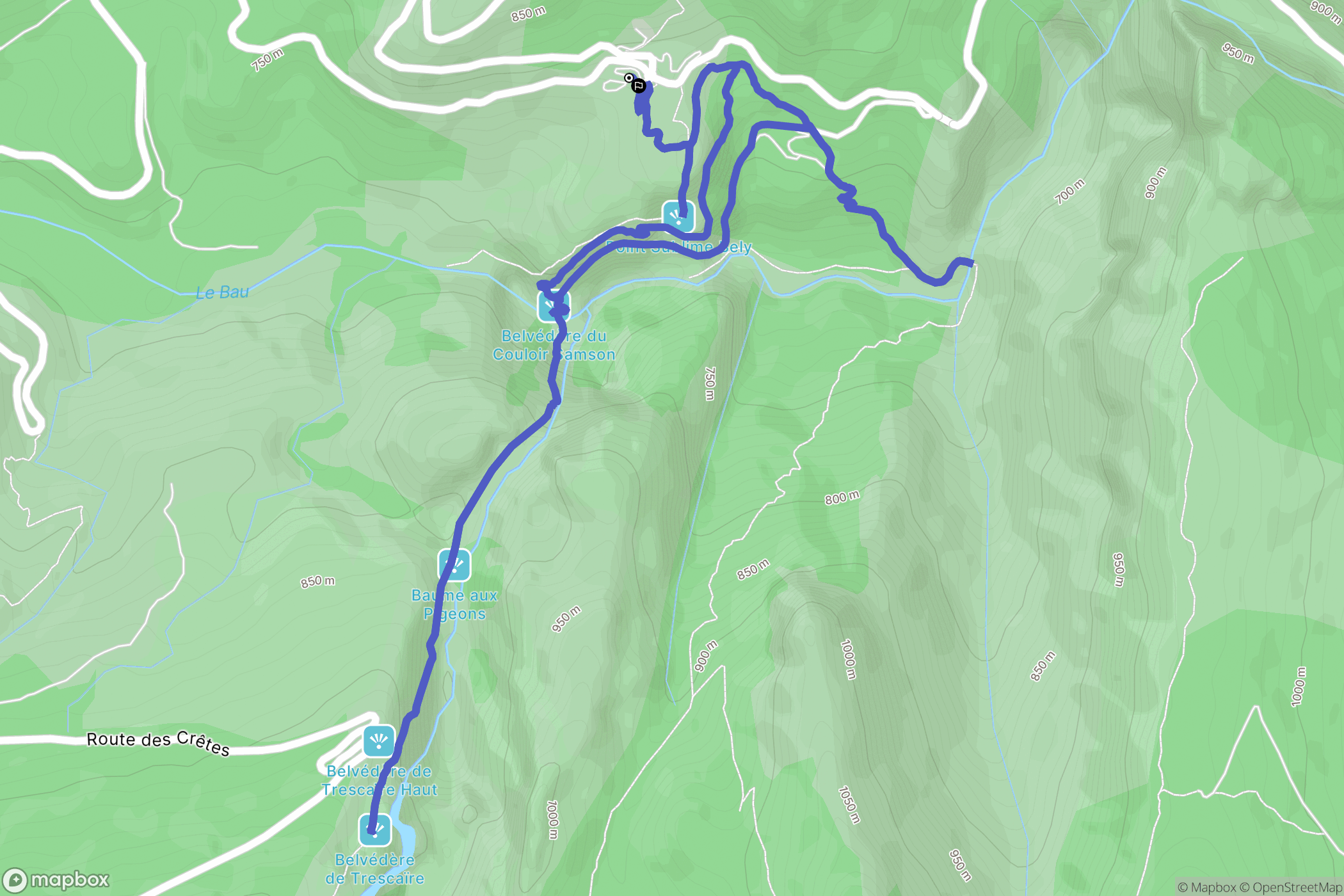 Rougon : carte du parcours de randonnée - France