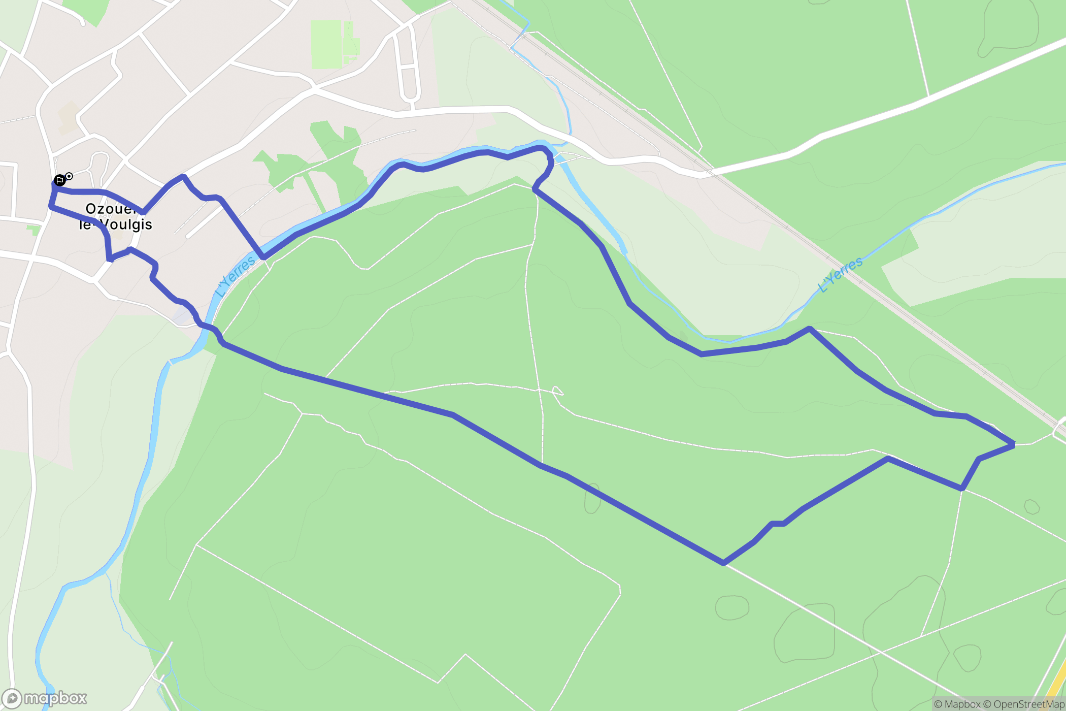 Ozouer le Vouglis : carte du parcours de randonnée - France