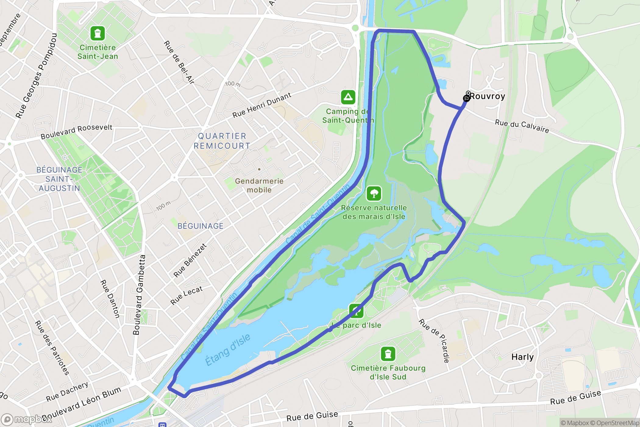 Rouvroy : carte du parcours de randonnée - France