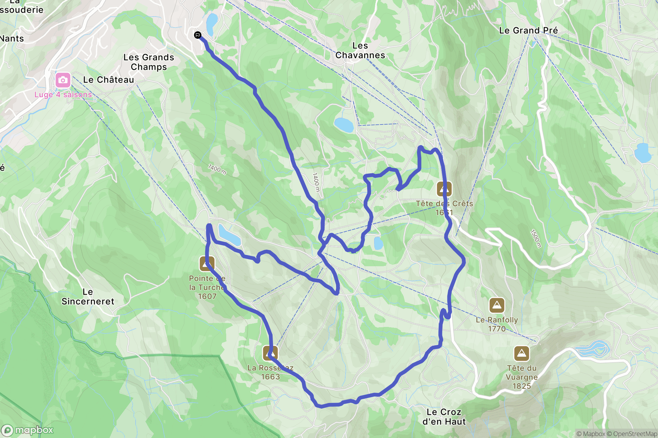 Les Gets : carte du parcours de randonnée - France