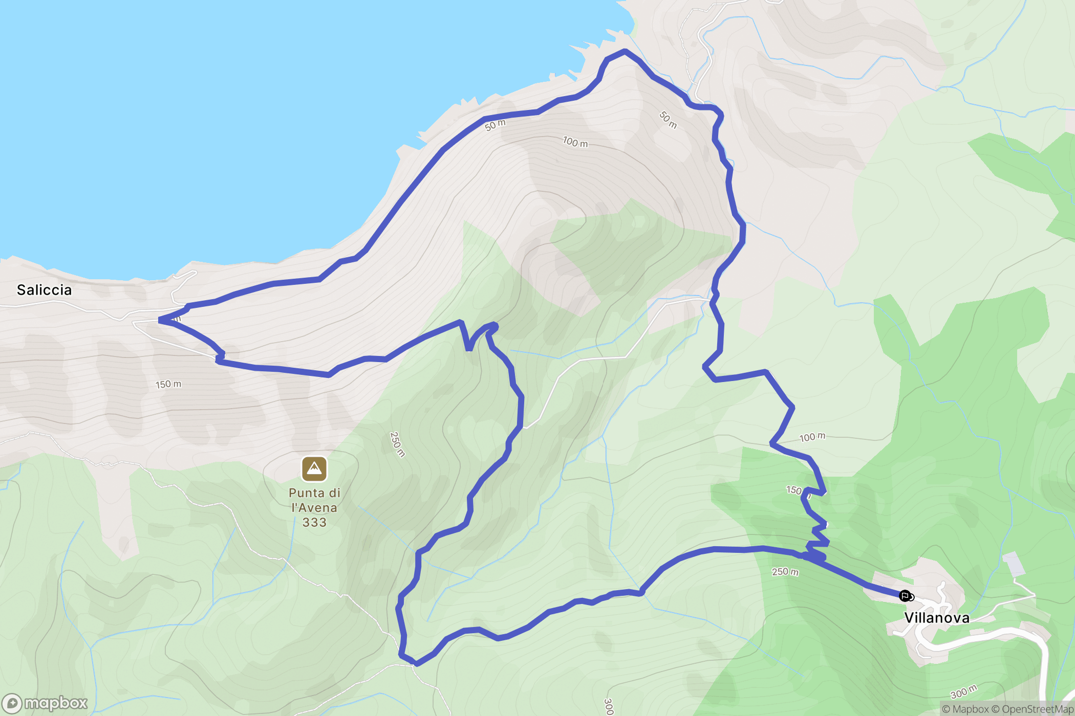 Villanova : carte du parcours de randonnée - France