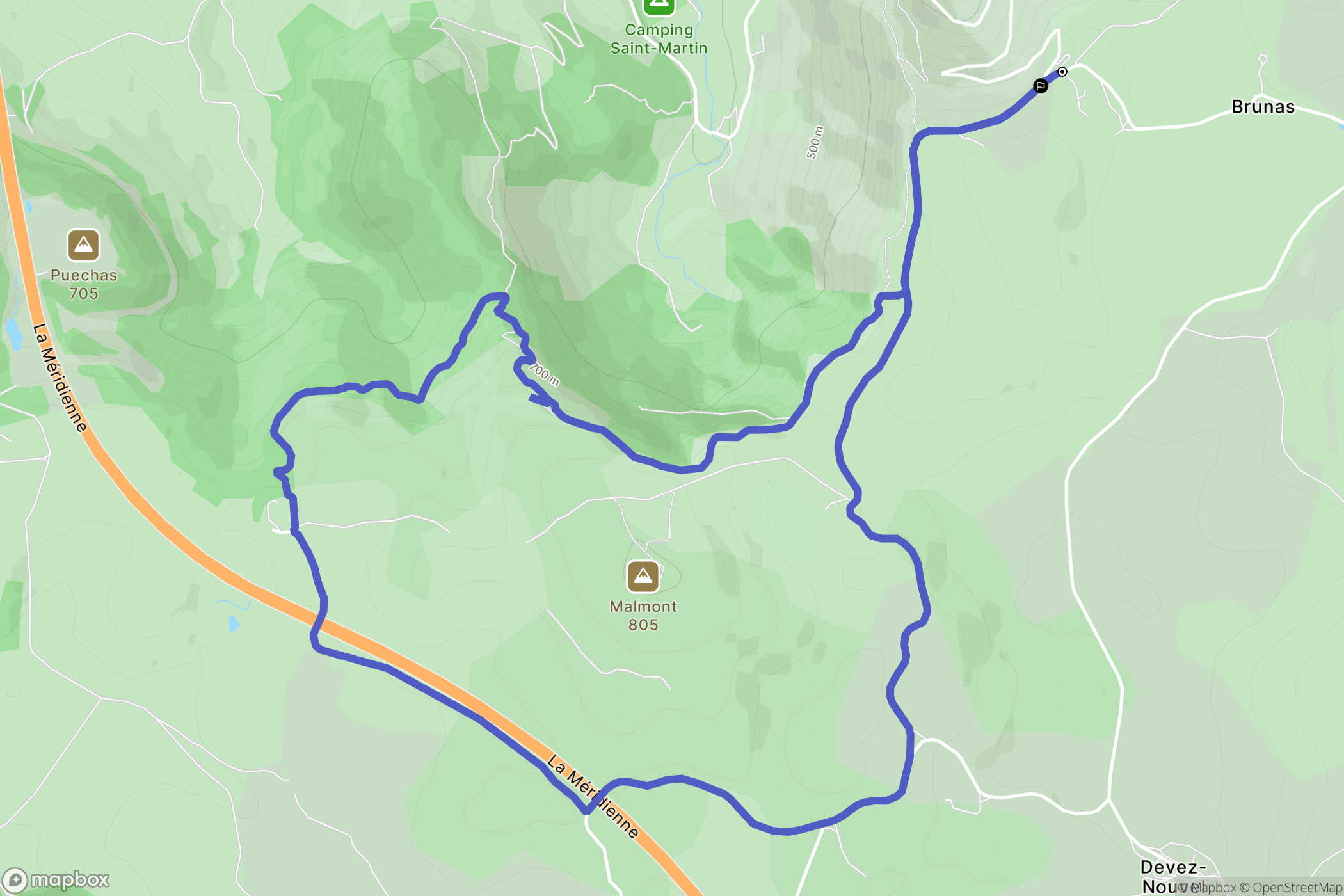 Creissels : carte du parcours de randonnée - France