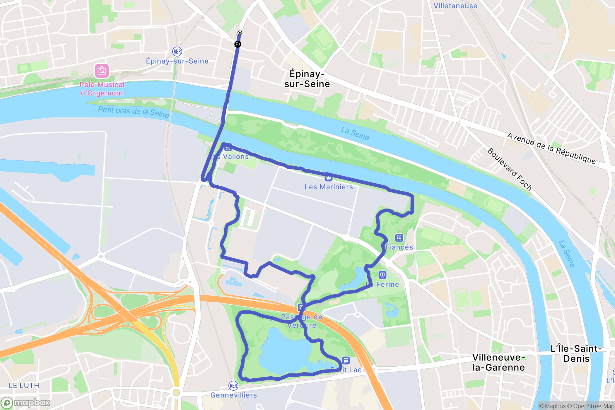 Epinay-sur-Seine : carte du parcours de randonnée - France