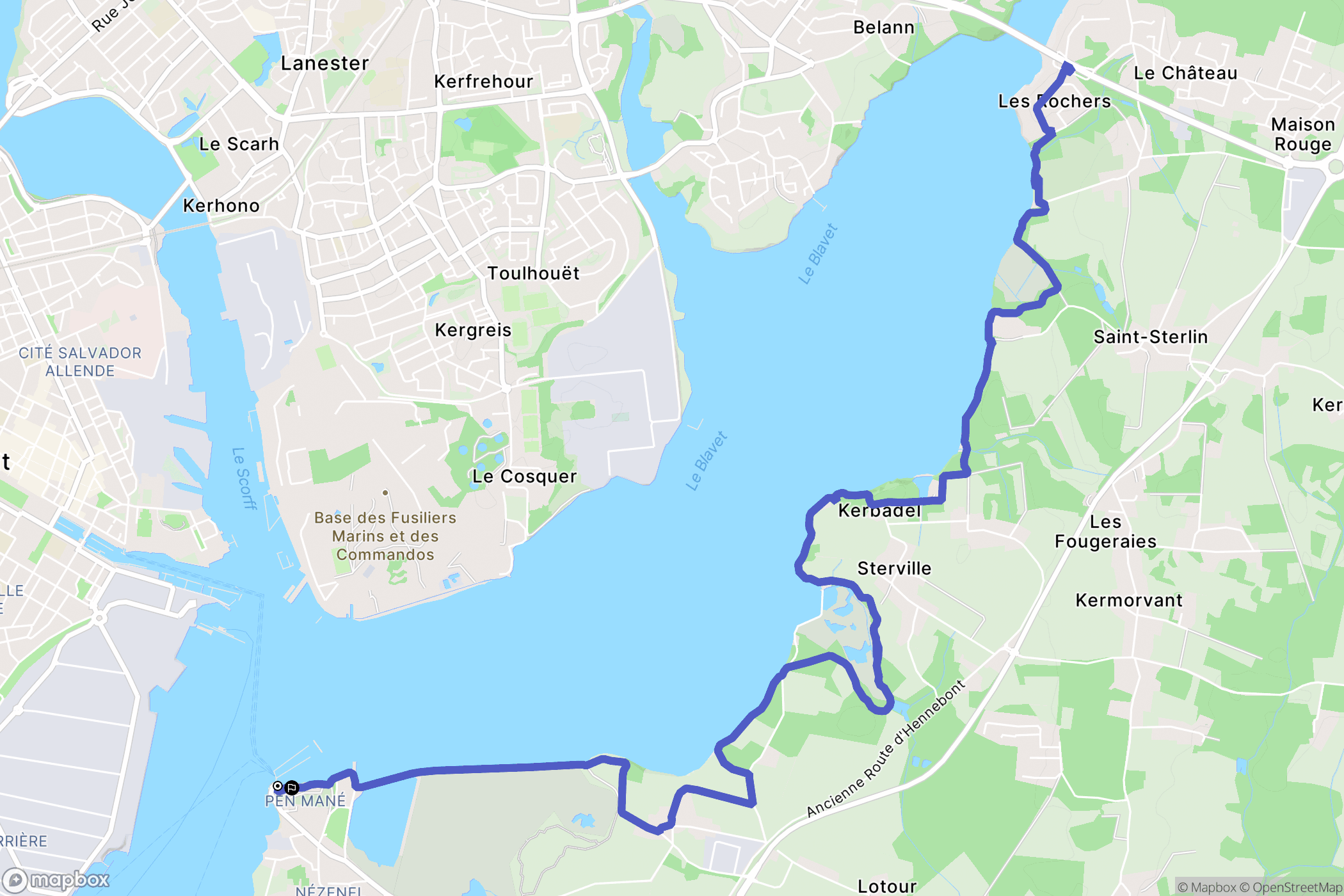 Locmiquélic : carte du parcours de randonnée - France
