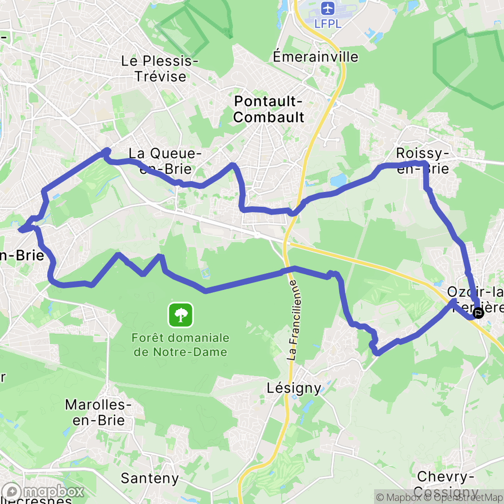 Ozoir-la-Ferrière : carte du parcours de randonnée - France