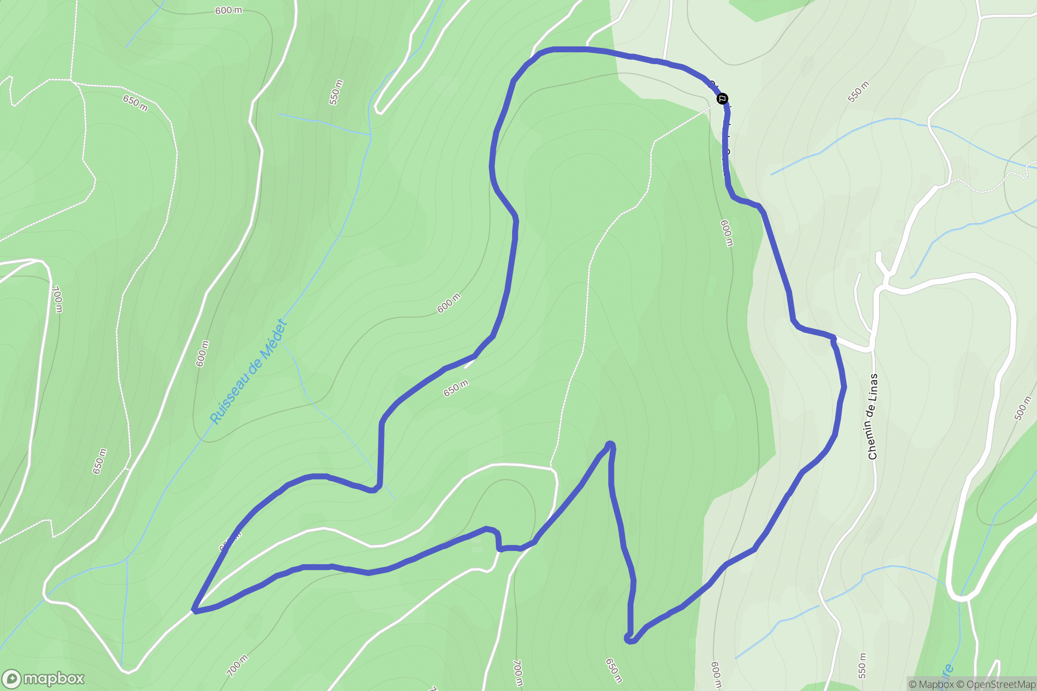 Roiffieux : carte du parcours de randonnée - France