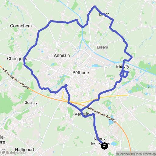 Nœux-les-Mines : carte du parcours de randonnée - France