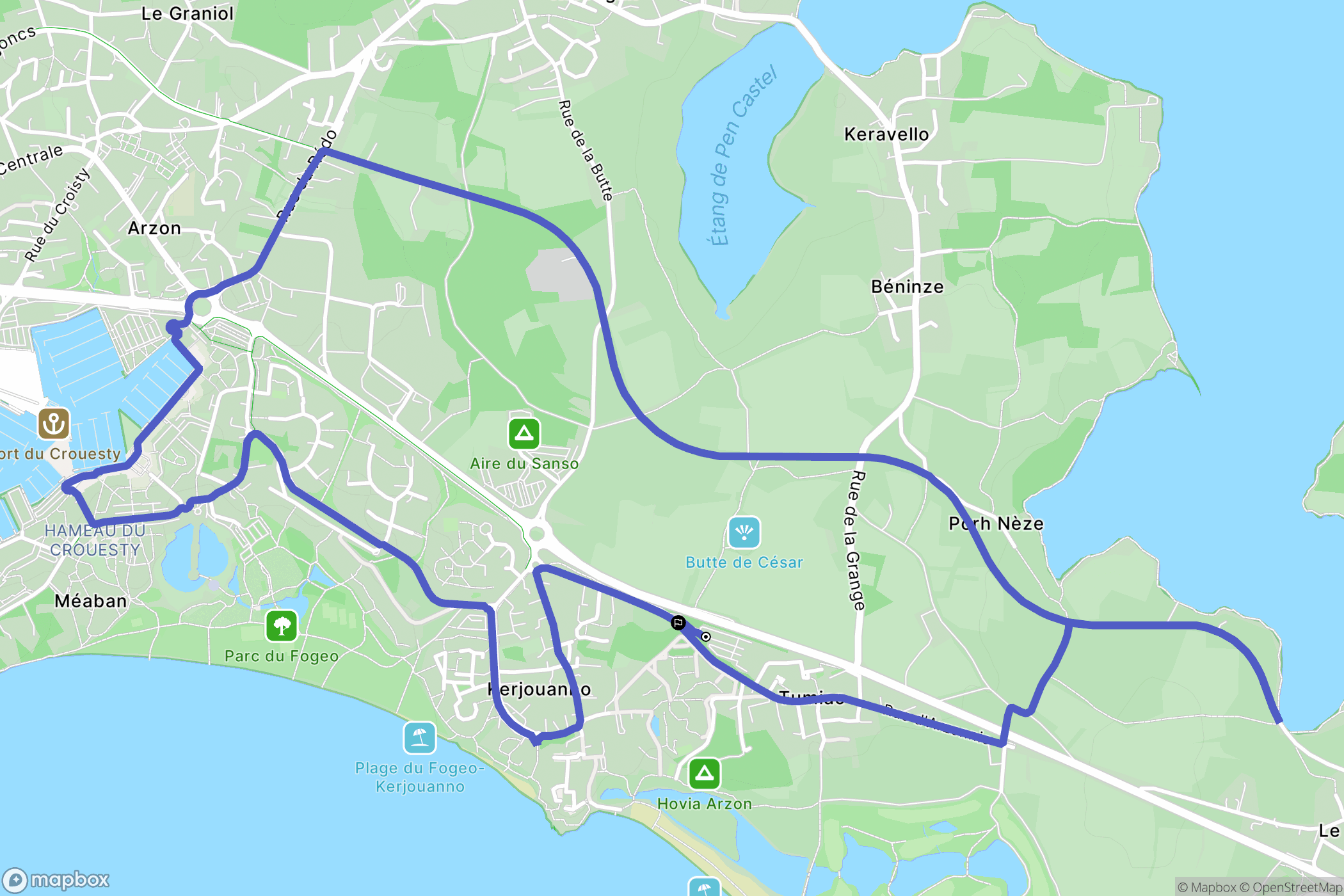Arzon : carte du parcours de randonnée - France