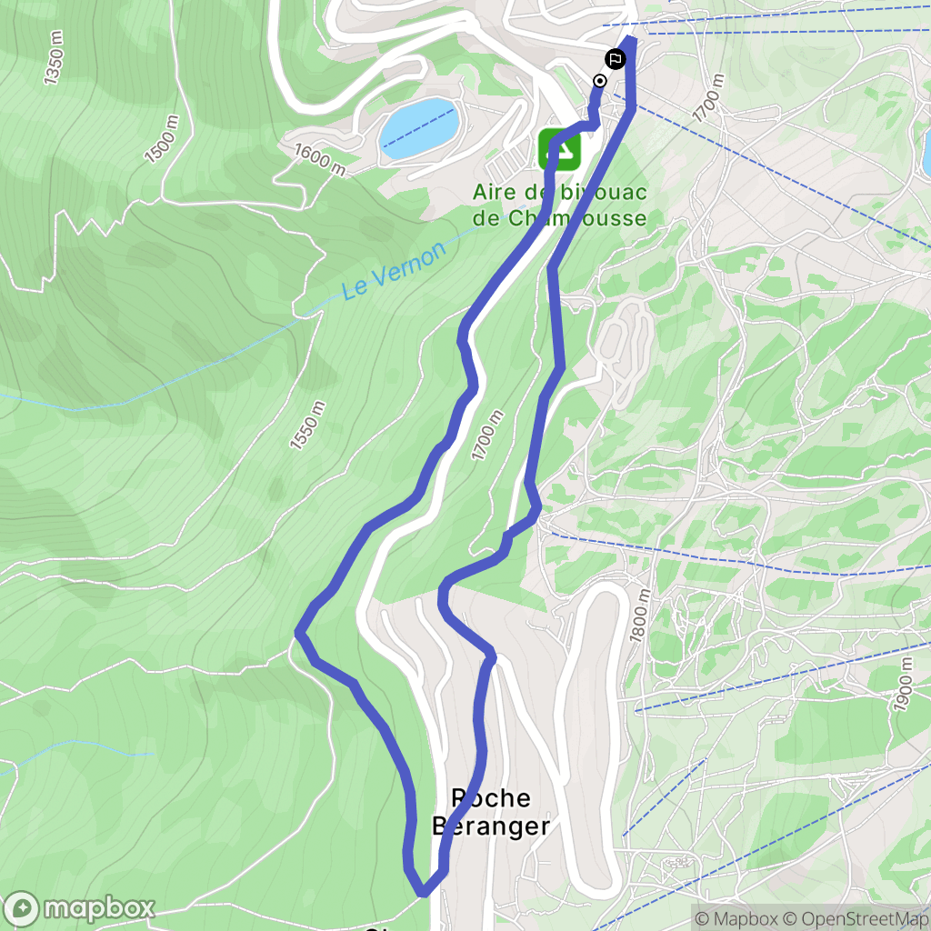 Chamrousse : carte du parcours de randonnée - France