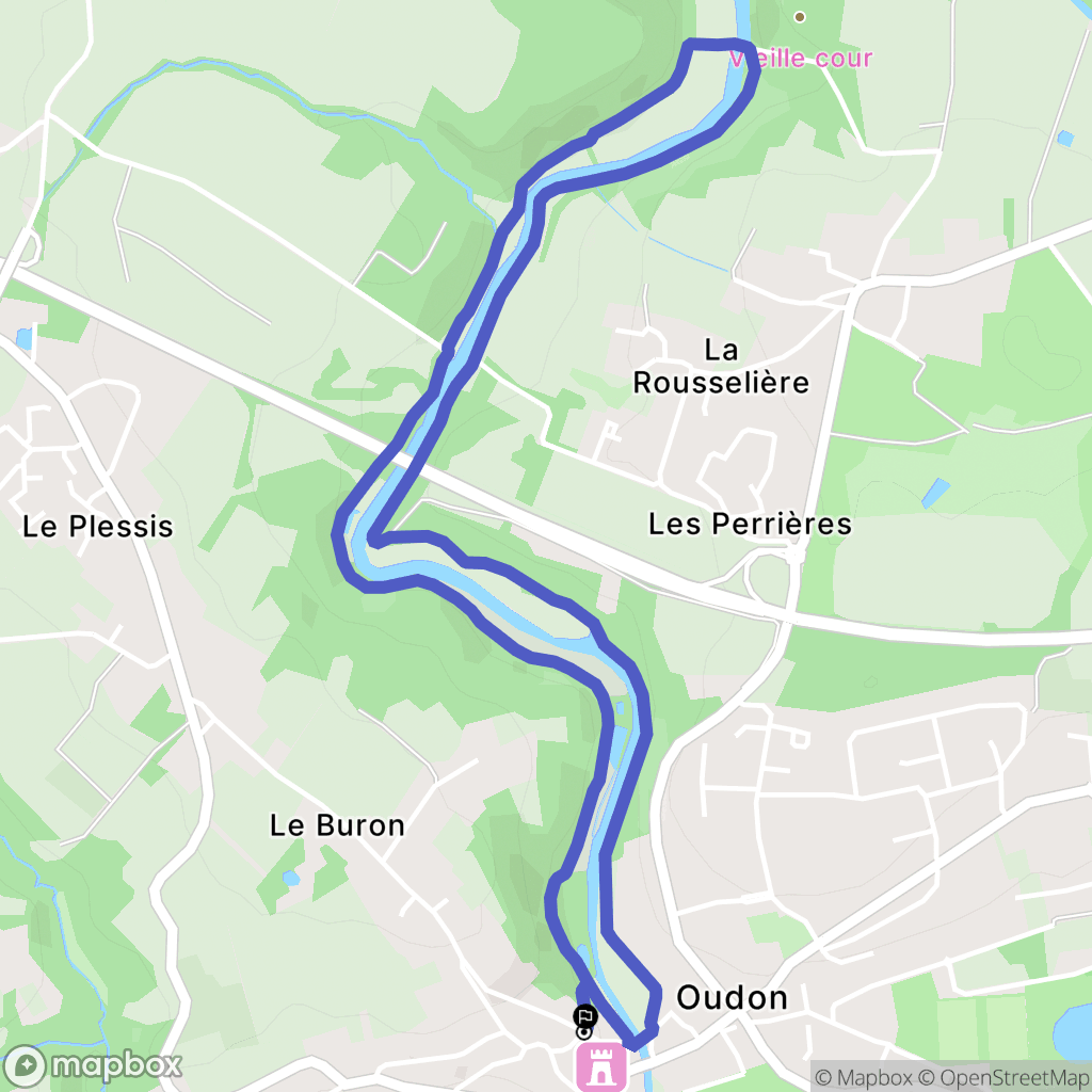 Oudon : carte du parcours de randonnée - France
