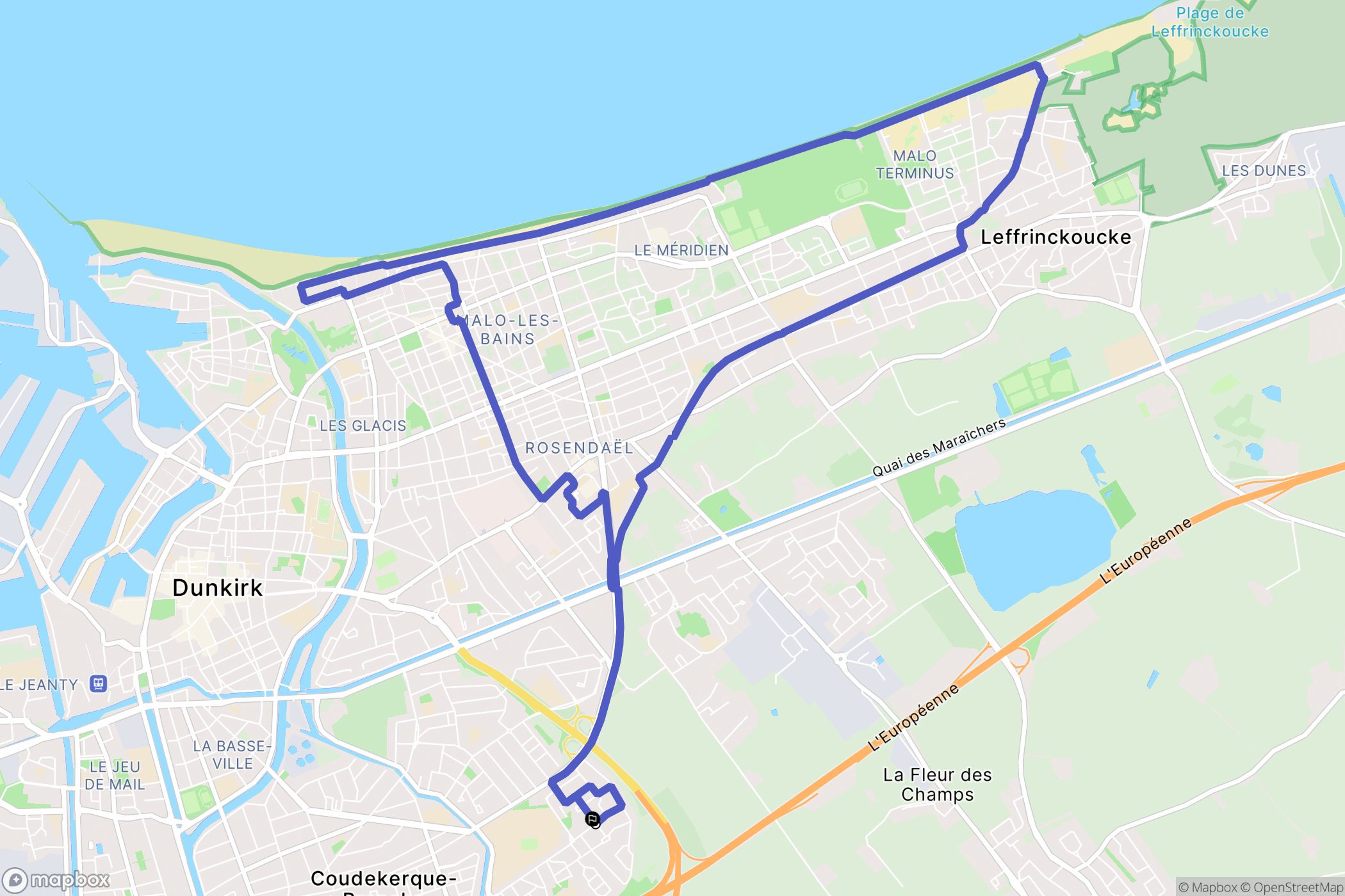 Coudekerque-Branche : carte du parcours de randonnée - France