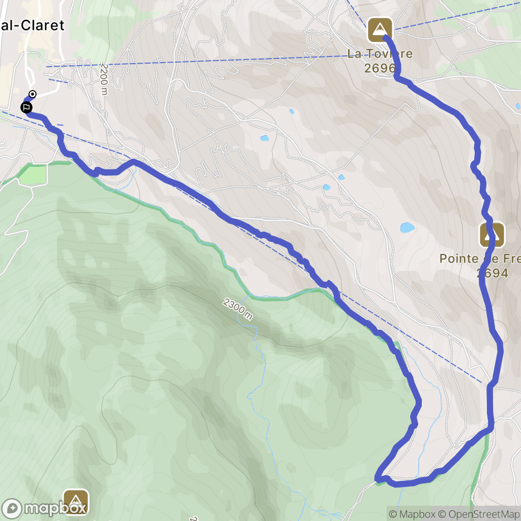 Tignes : carte du parcours de randonnée - France