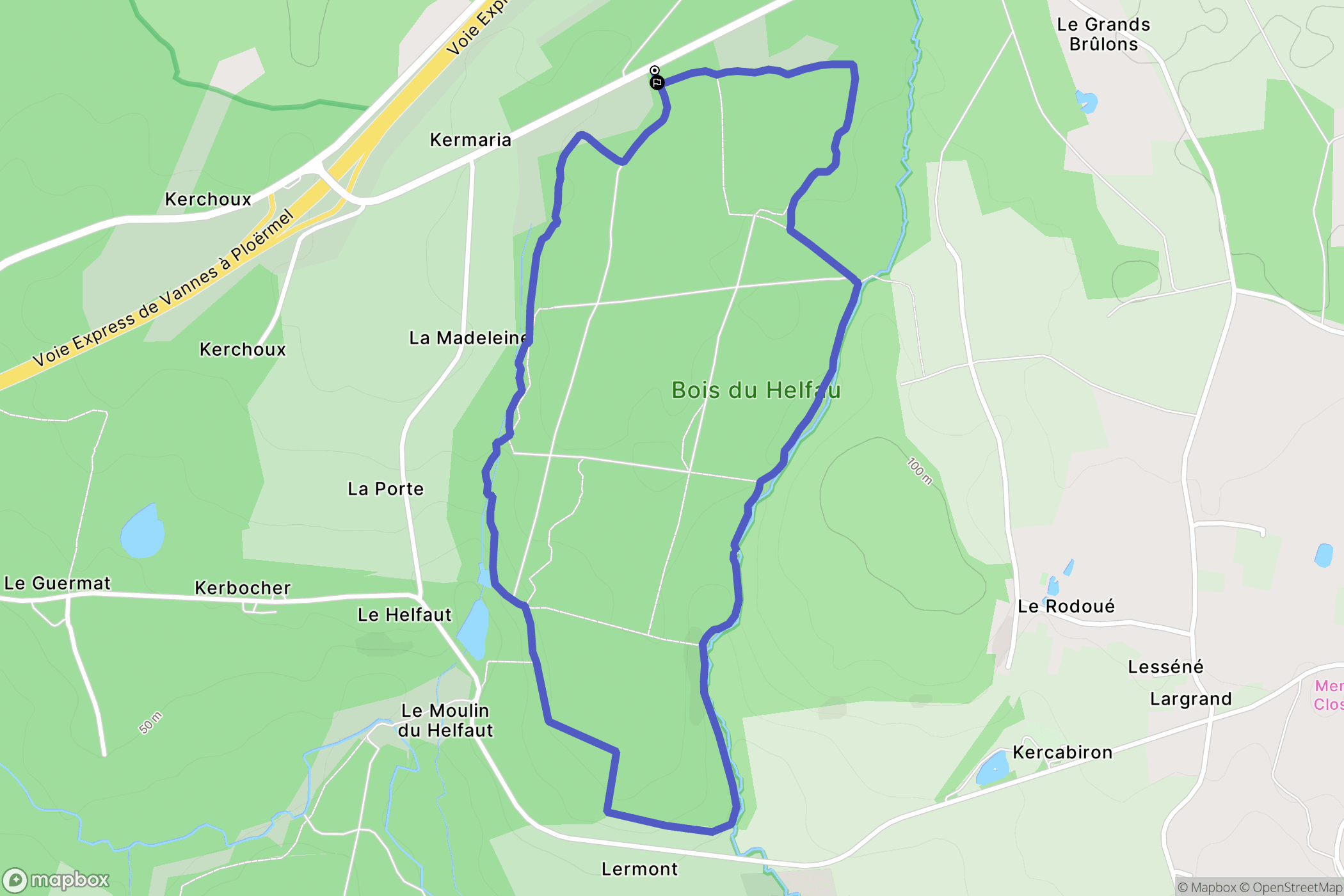 Elven : carte du parcours de randonnée - France