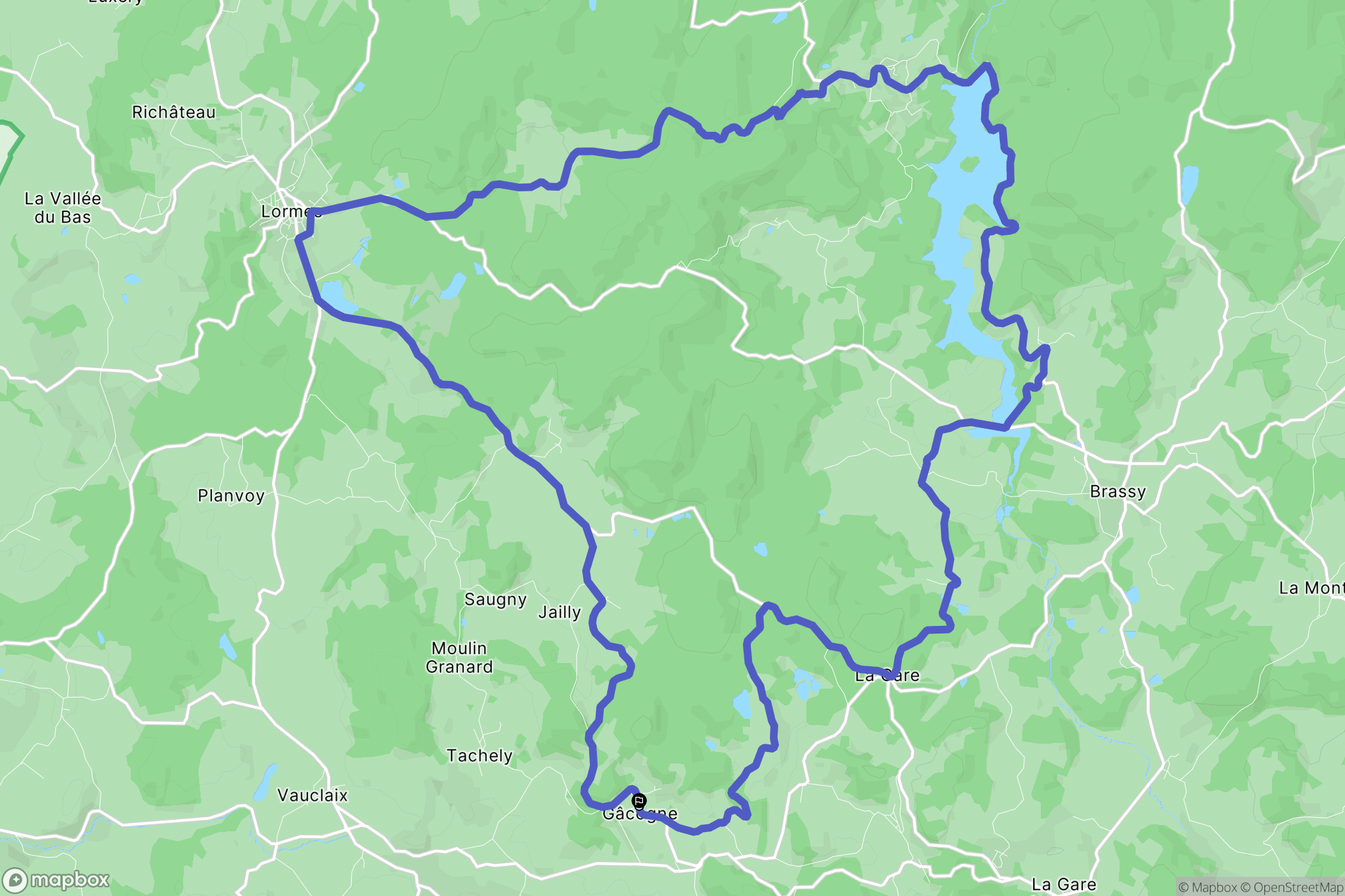 Gacogne : carte du parcours de randonnée - France