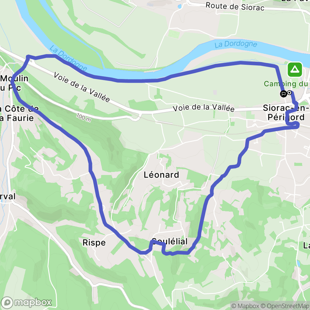 Siorac-en-Périgord : carte du parcours de randonnée - France