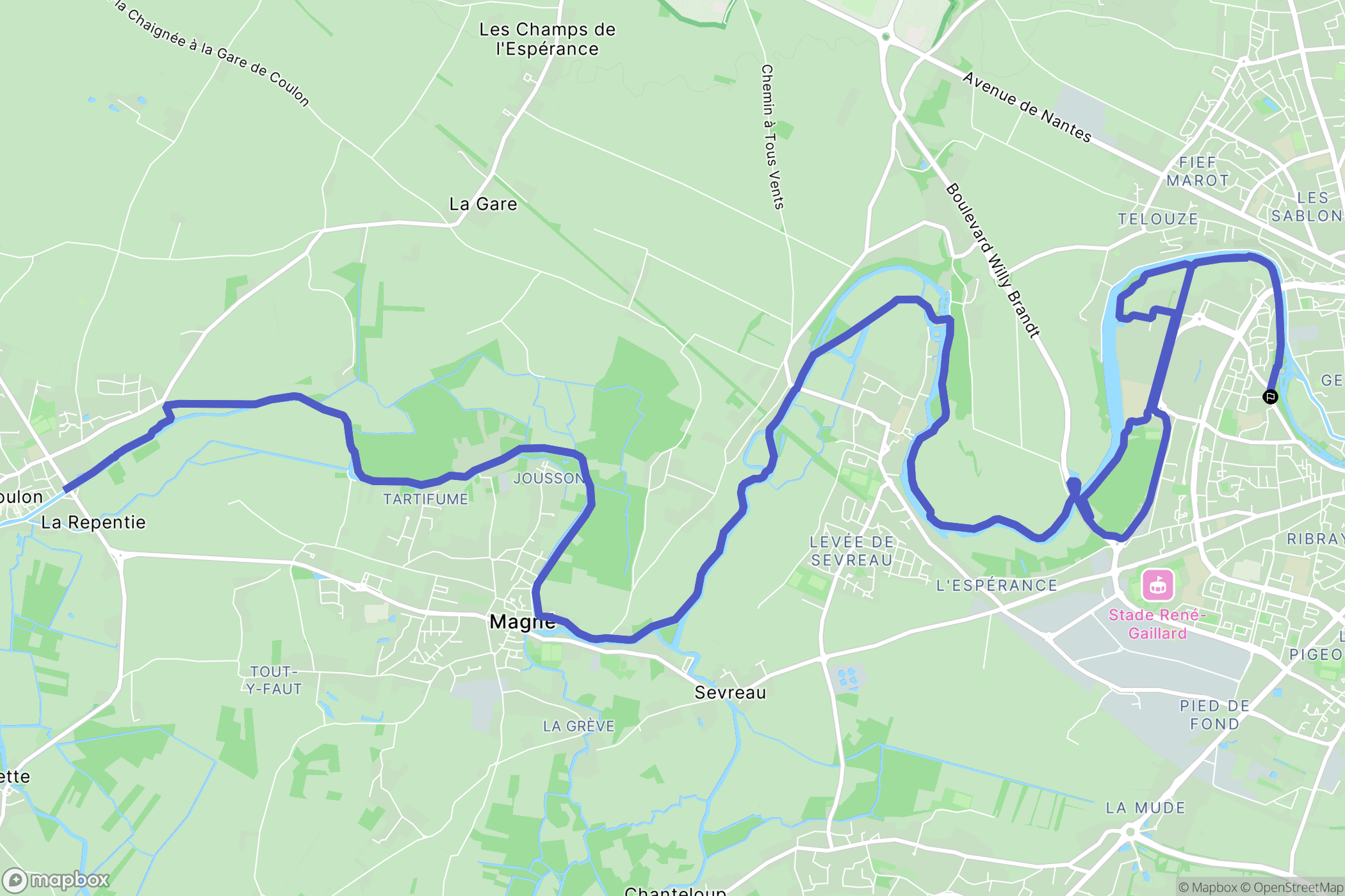 Niort : carte du parcours de randonnée - France