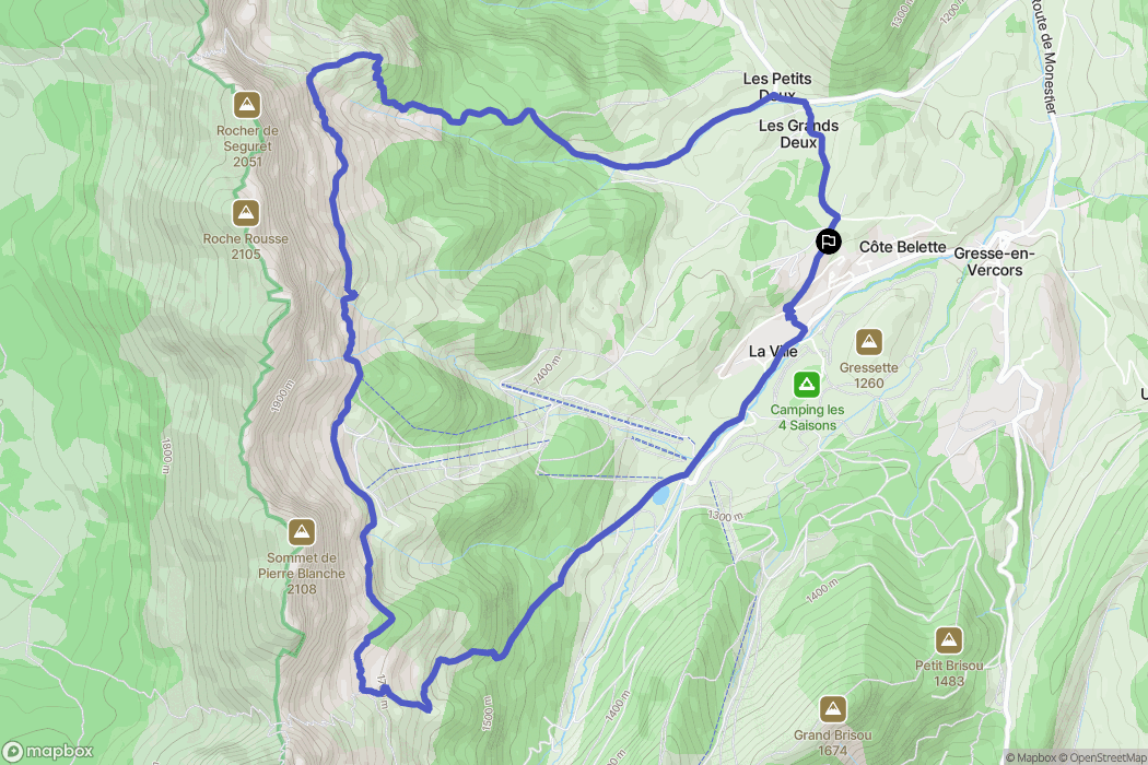 Gresse-en-Vercors : carte du parcours de randonnée - France