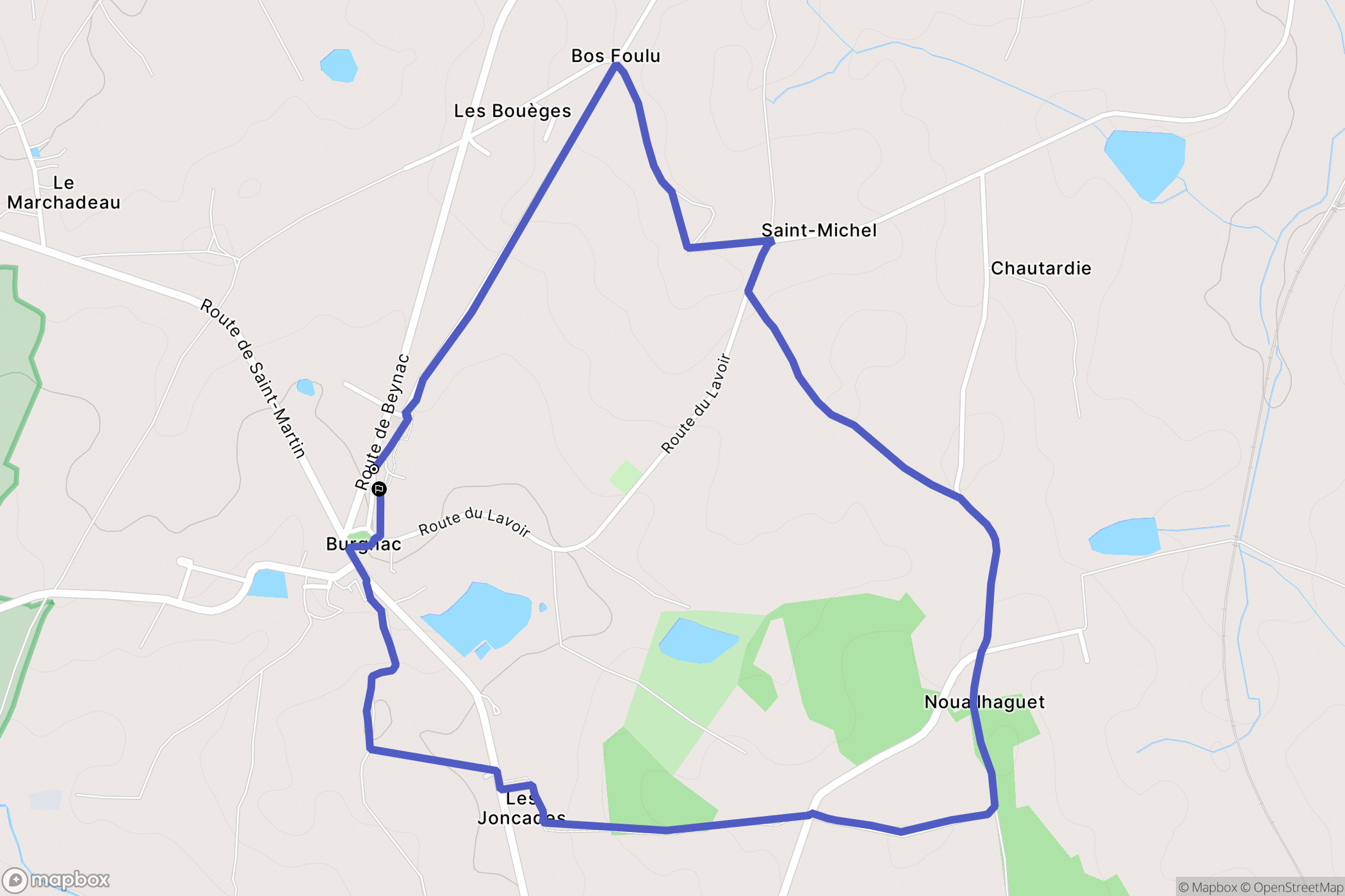 Burgnac : carte du parcours de randonnée - France