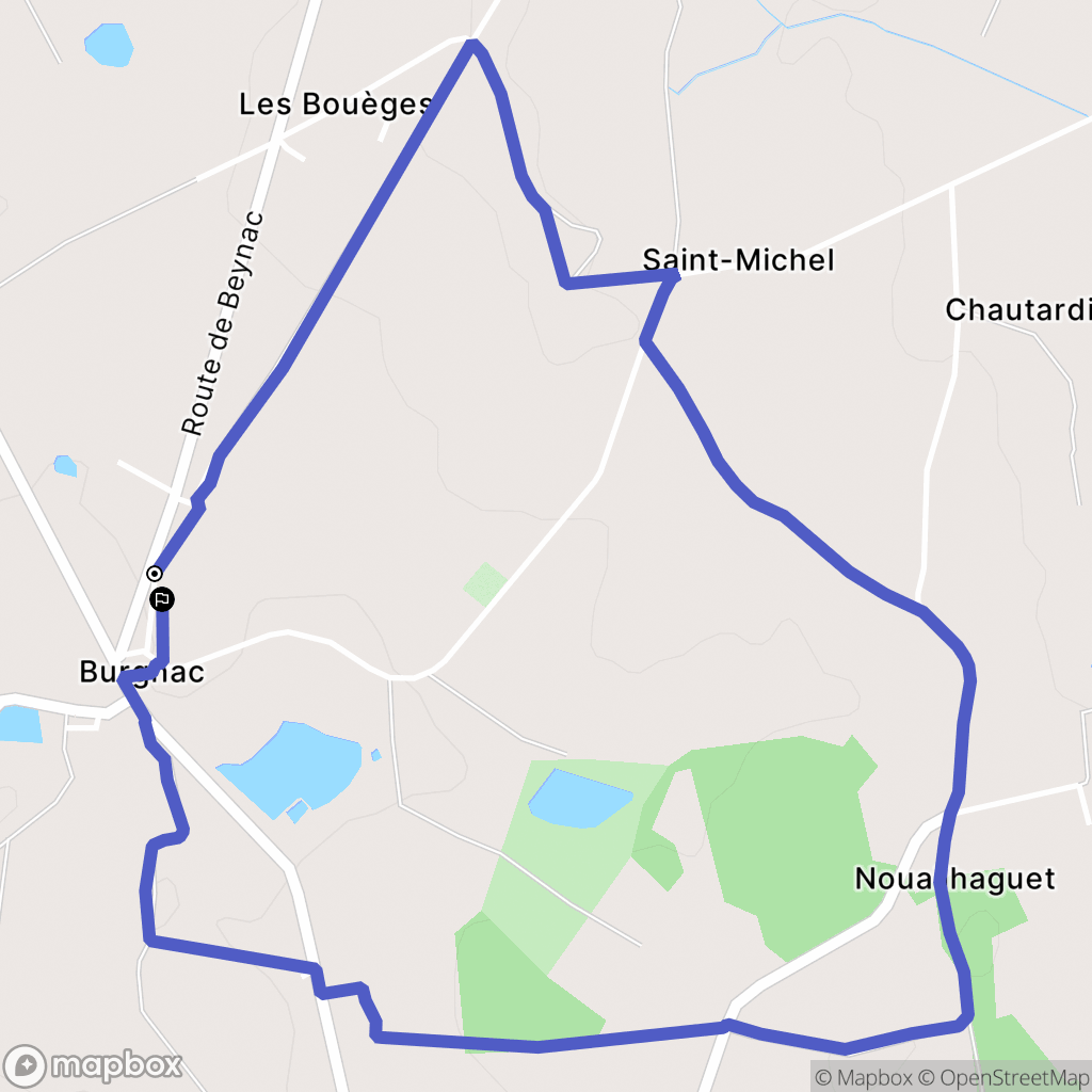 Burgnac : carte du parcours de randonnée - France
