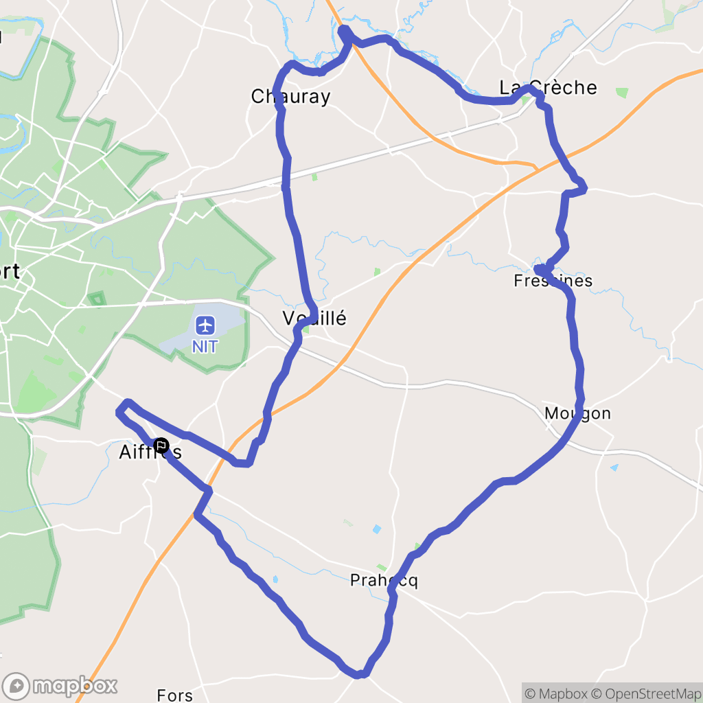 Aiffres : carte du parcours de randonnée - France
