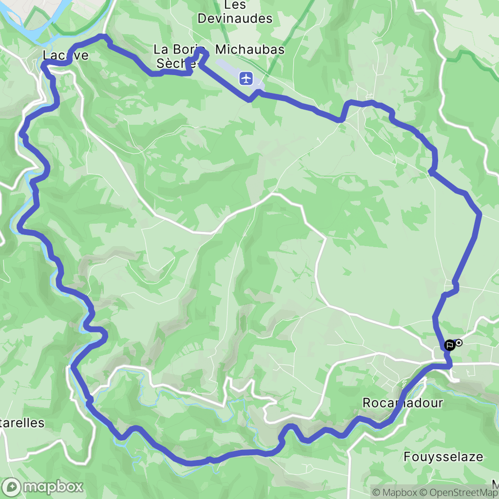 Rocamadour : carte du parcours de randonnée - France