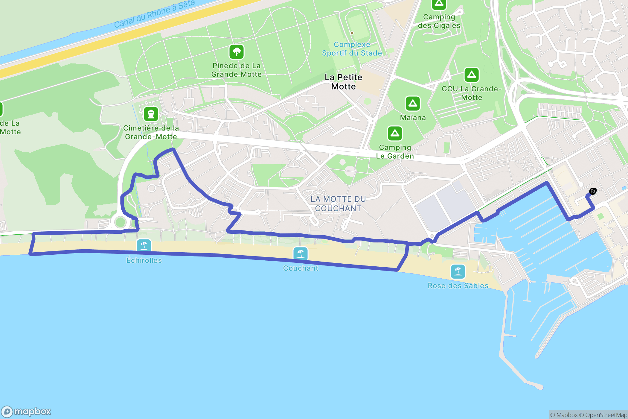 La Grande-Motte : carte du parcours de randonnée - France