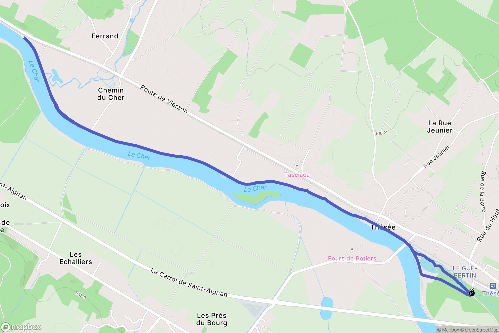 Thésée : carte du parcours de randonnée - France