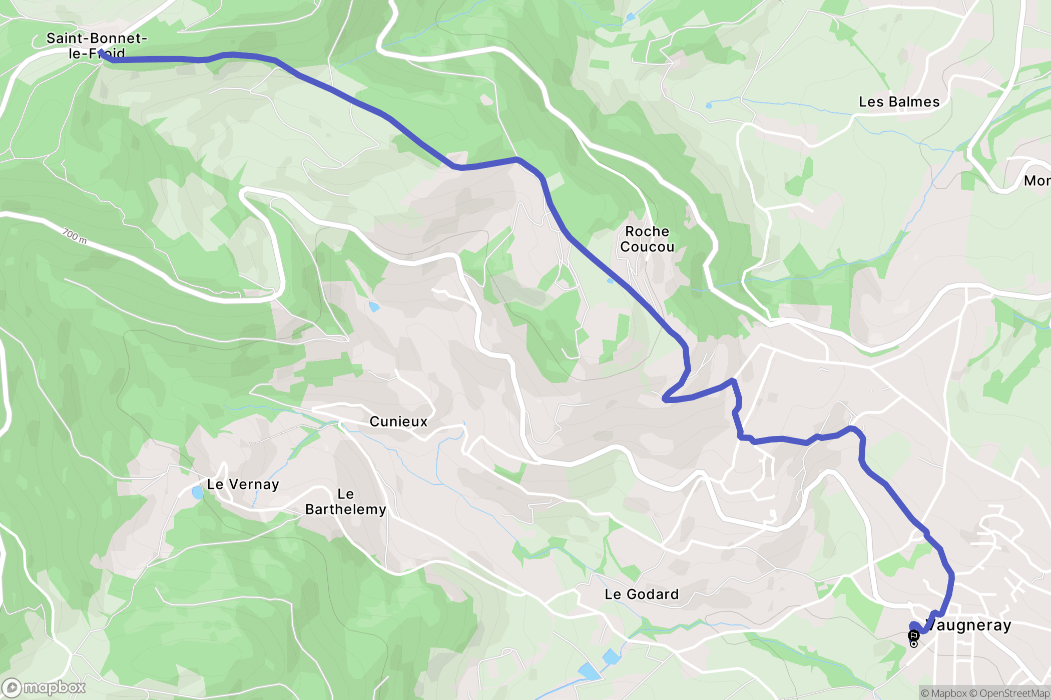 Vaugneray : carte du parcours de randonnée - France