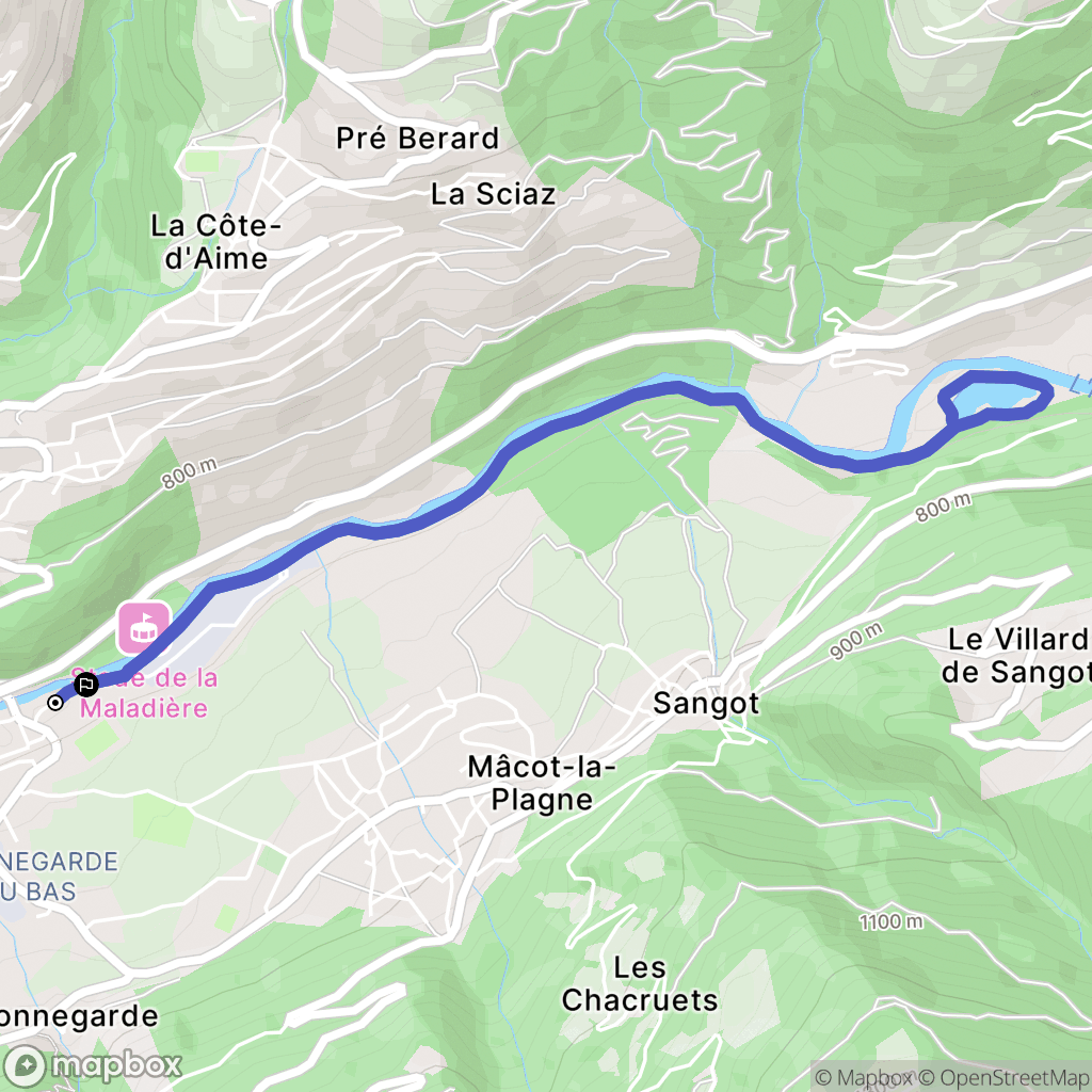 La Plagne-Tarentaise : carte du parcours de randonnée - France