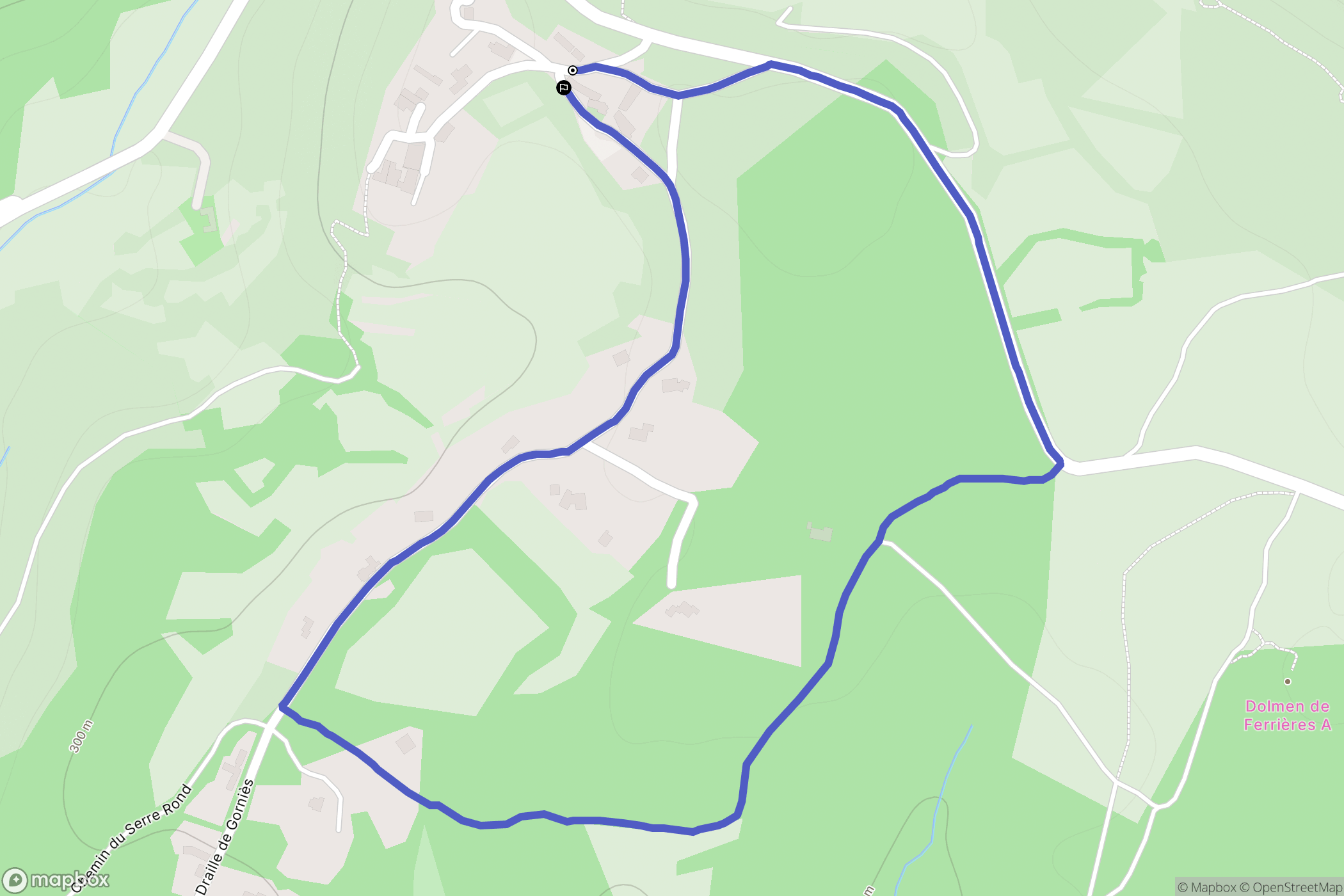 Ferrières-les-Verreries : carte du parcours de randonnée - France