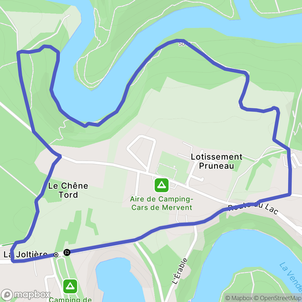 Mervent : carte du parcours de randonnée - France