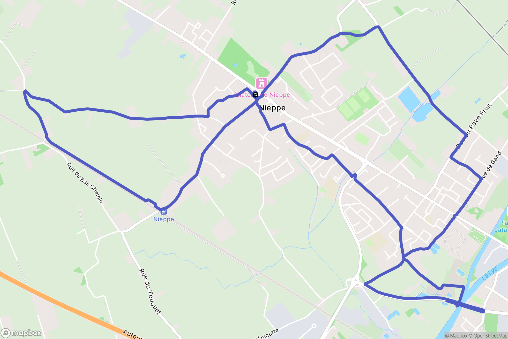 Nieppe : carte du parcours de randonnée - France