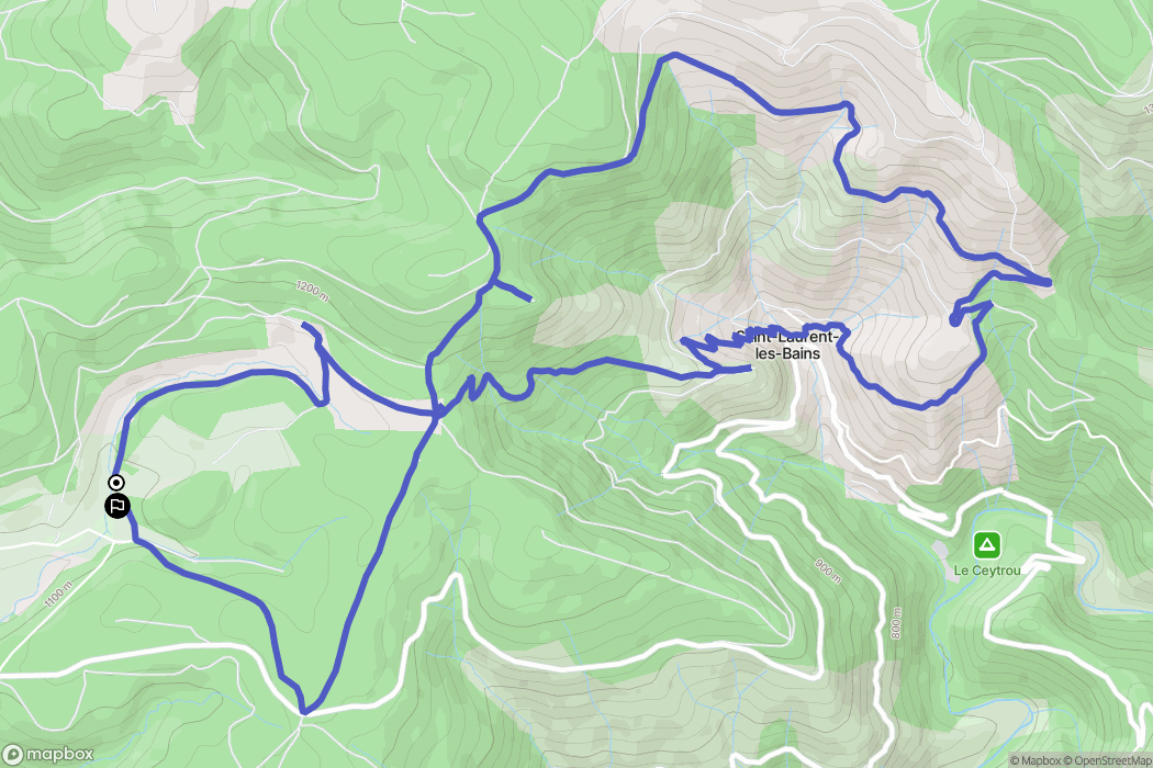 Saint-Laurent-les-Bains-Laval-d'Aurelle : carte du parcours de randonnée - France