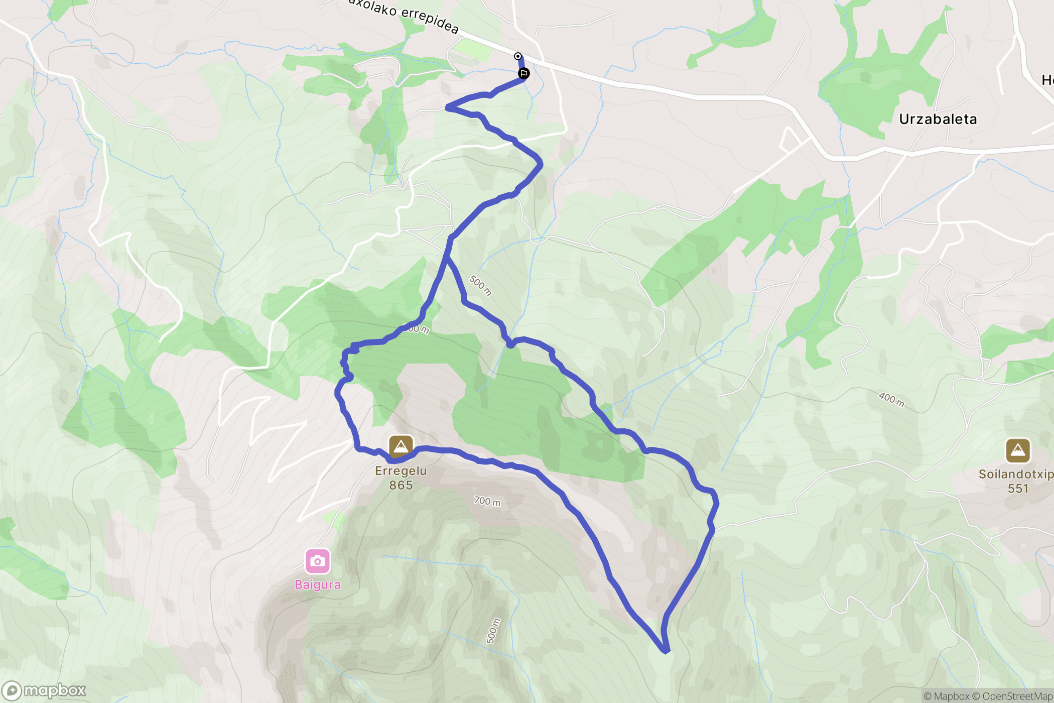 Mendionde : carte du parcours de randonnée - France