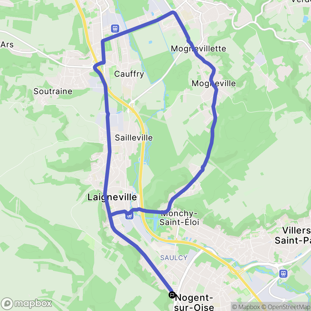 Nogent-sur-Oise : carte du parcours de randonnée - France