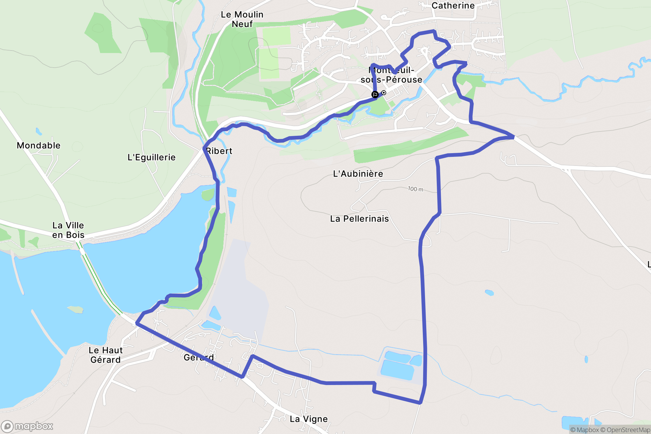 Montreuil-sous-Pérouse : carte du parcours de randonnée - France