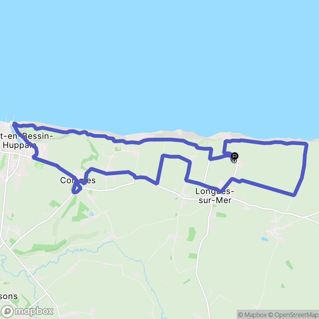 Longues-sur-Mer : carte du parcours de randonnée - France