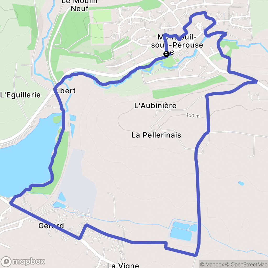 Montreuil-sous-Pérouse : carte du parcours de randonnée - France
