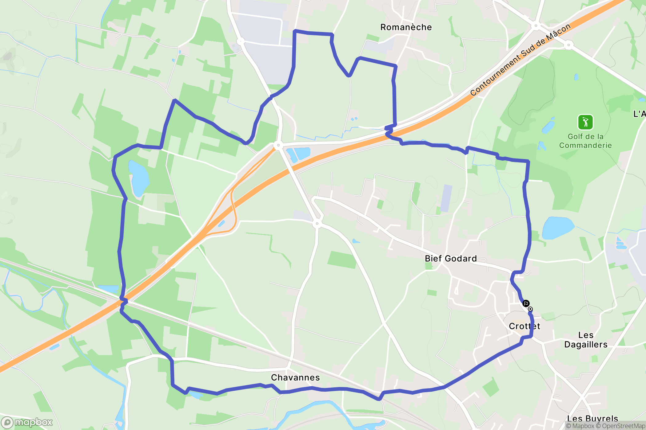 Crottet : carte du parcours de randonnée - France
