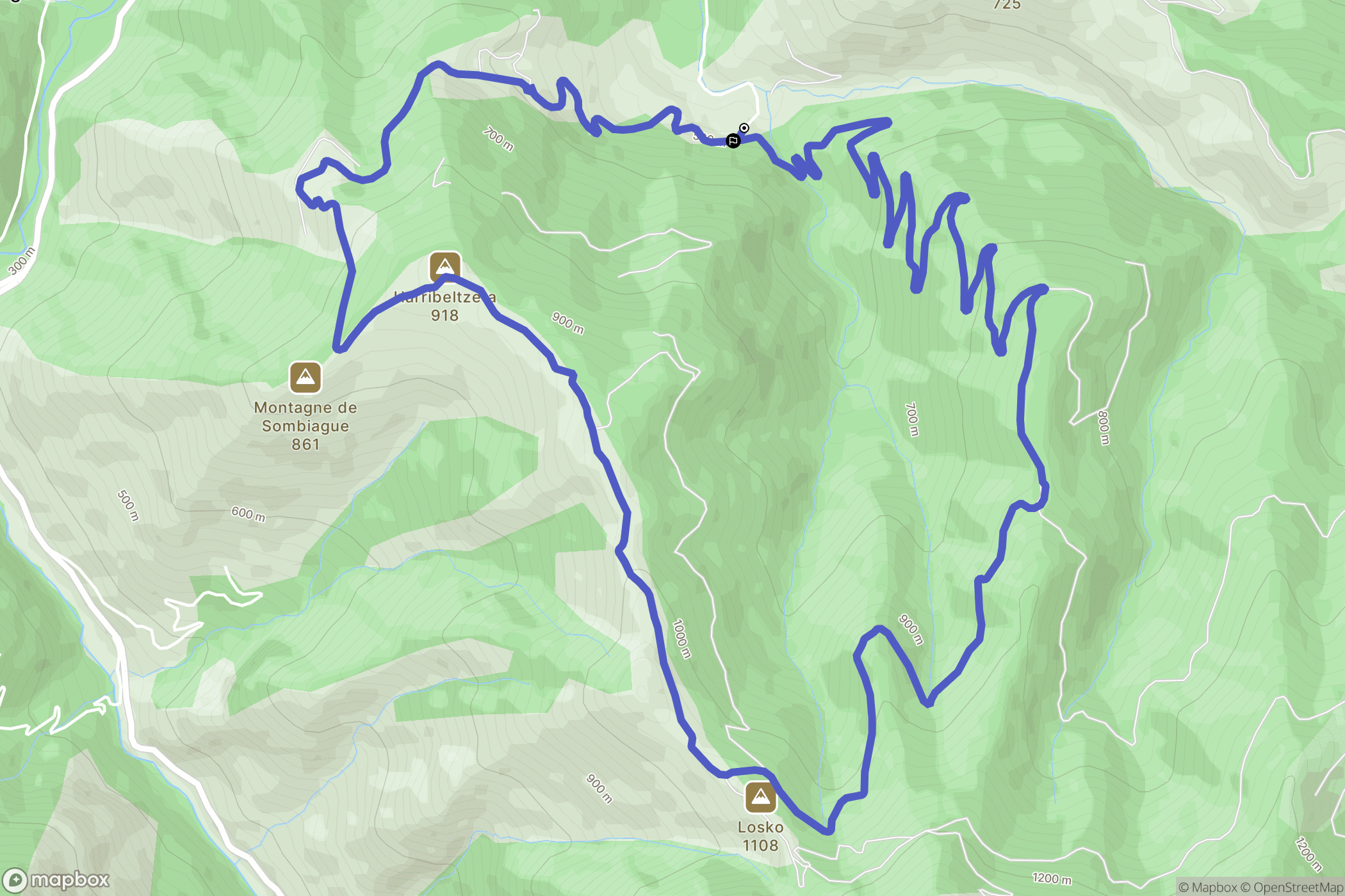 Licq-Athérey : carte du parcours de randonnée - France
