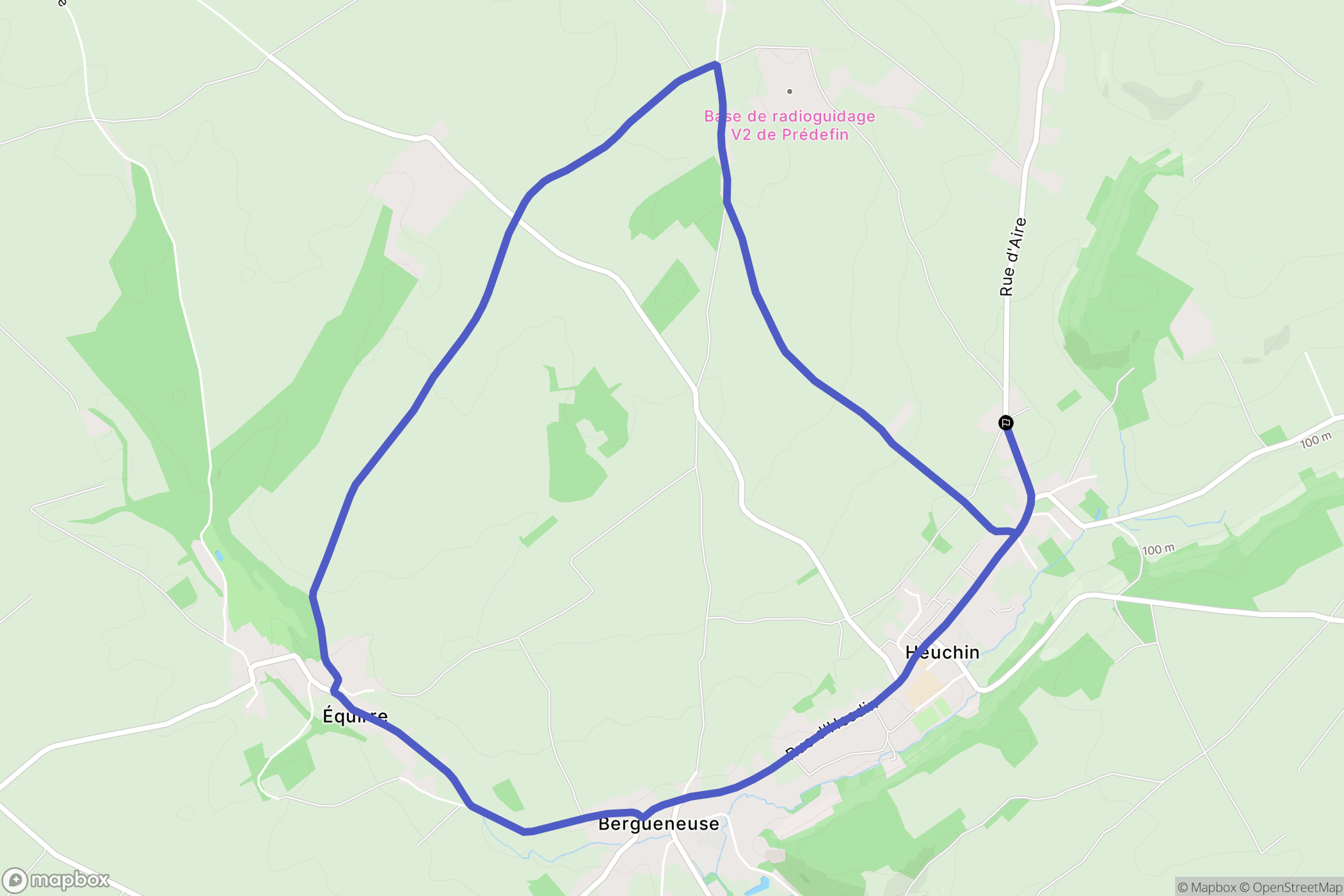 Heuchin : carte du parcours de randonnée - France