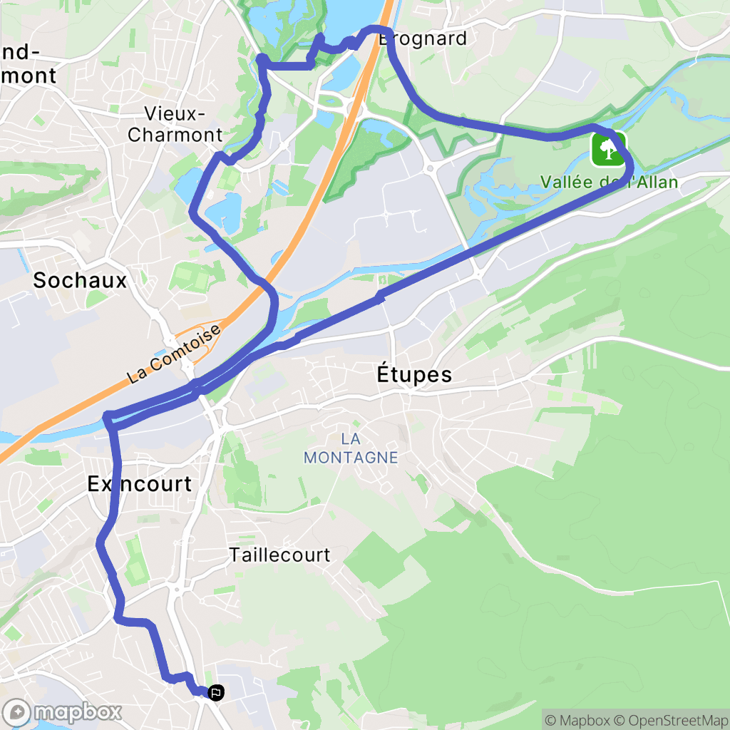 Audincourt : carte du parcours de randonnée - France