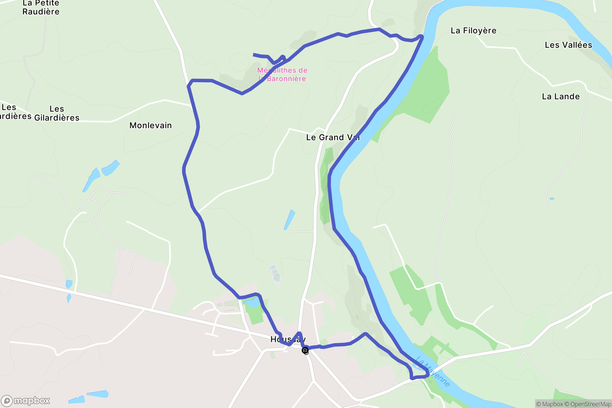 Houssay : carte du parcours de randonnée - France
