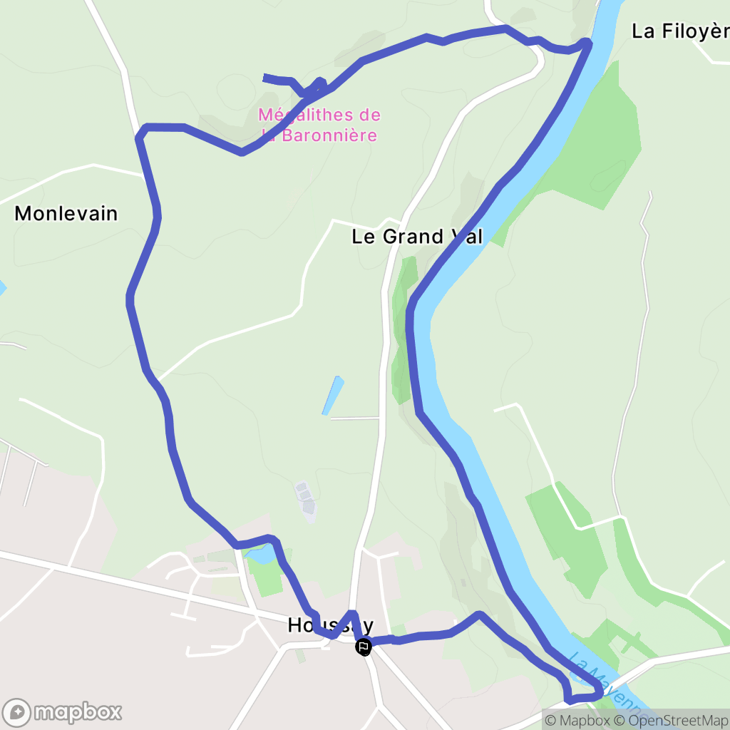 Houssay : carte du parcours de randonnée - France