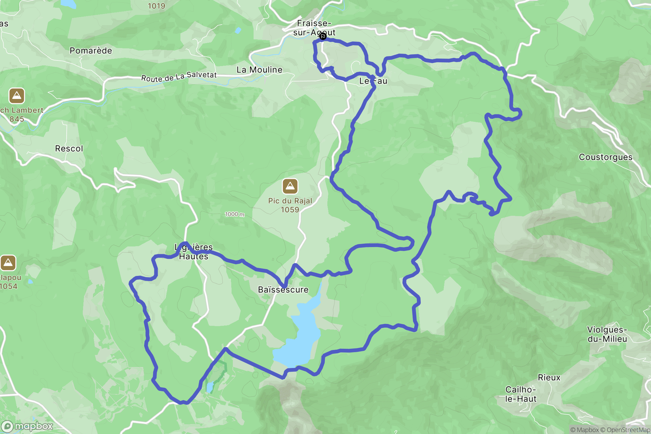 Fraisse-sur-Agout : carte du parcours de randonnée - France