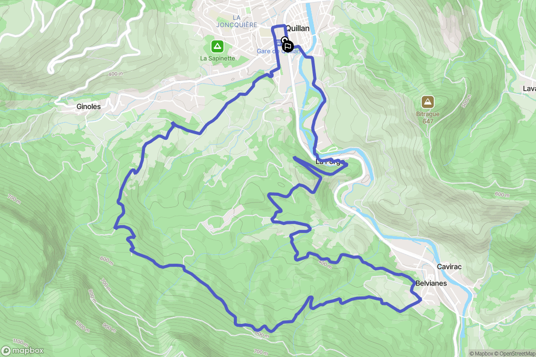 Quillan : carte du parcours de randonnée - France