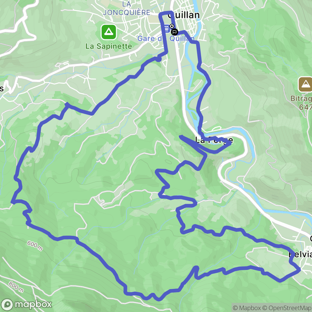 Quillan : carte du parcours de randonnée - France